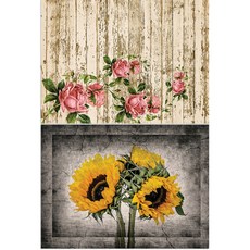 羅恩設計 矽膠餐墊 地板上的玫瑰 + 向日葵, 2, 385 x 285 mm, 2個