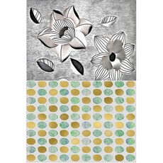 ROEM DESIGN 矽膠餐墊 黑色花朵 + 水彩圓點, 混合顏色, 385 x 285 mm, 2個