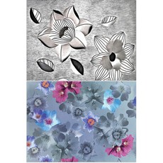 羅恩設計 矽膠餐墊 黑花 + 三色堇, 混合顏色, 385 x 285 mm, 1個