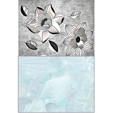 ROEM DESIGN 矽膠餐墊 黑色花朵 + 復古海洋, 混合顏色, 385 x 285 mm, 2個