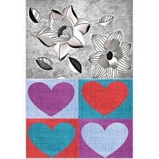 ROEM DESIGN 矽膠餐墊 黑色花朵 + 愛心, 混合顏色, 385 x 285 mm, 2個