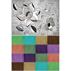 로엠디자인 矽膠餐墊 黑色花朵 + 七巧板圖案, 1, 385 x 285 mm, 1個