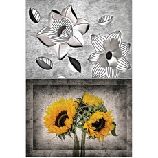 Roem Design 矽膠餐墊 黑花 + 向日葵, 385 x 285 mm, 2, 1個