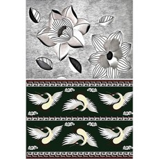 Roem Design 矽膠餐墊 黑花 + 鶴, 混合顏色, 385 x 285 mm, 1個