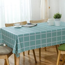 Justin&Chloe 餐桌用品 寬方格設計 PVC 防水桌布, 薄荷綠, 120 x 120 cm