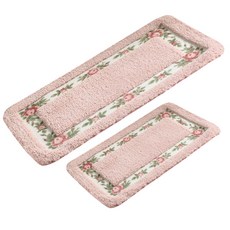 Maket Gamseong 花朵邊框絨毛地墊, 粉色的