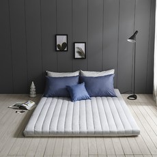 더코이즈 말레이시아 천연 라텍스 매트리스, 인디고블루 스트라이프, 5cm