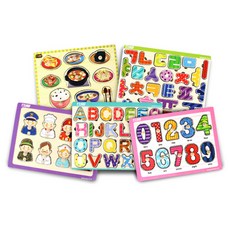 우드피아 베이비 원목퍼즐 5종 세트 D, 1세트