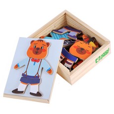 熊磁性拼圖分為 3 個部分, 1個, 18 件