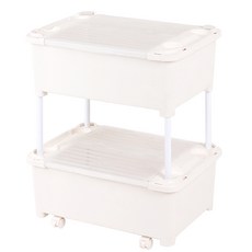 2層方型尿布收納箱, 象牙白