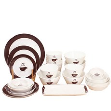 LKmade 咖啡杯圖案碗盤組 6人份, 1套, 9種