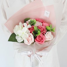 MORIANN 香皂花可愛繡球花束, 粉紅色