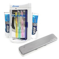 Dr.CLEANER 家用牙刷消毒器DR-70+便攜毛線牙刷消毒器HL-2000, 金屬銀, 家用 (DR-70)、便攜式 (HL-2000)