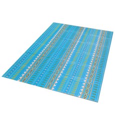 ECOLIFE 層彩色格紋 Indio 露營地墊 + 儲物袋, 藍色