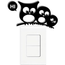 酷 開關裝飾 壓克力立體重點DIY裝飾貼紙 S48, 黑色