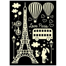 fantastix 夜光室內裝飾貼紙 Love Paris FDS-21206, 單一顏色, 48 x 67 cm