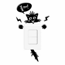 Kuu DIY開關立體裝飾壓克力貼紙 S41, 黑色