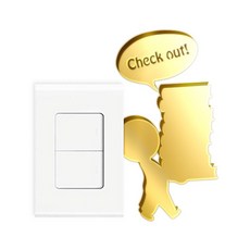 Kuu DIY開關立體裝飾壓克力貼紙 S50, 金鏡