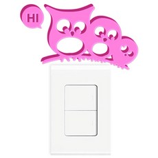 酷 開關裝飾 壓克力立體重點DIY裝飾貼紙 S48, 粉紅色