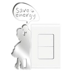 酷 開關裝飾壓克力立體點綴DIY裝飾貼紙 S52, 銀鏡