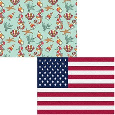 Bellamusic 矽膠餐墊 美國國旗 + 海底世界, 混合顏色, 385 x 285 mm, 1個
