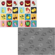 Bellamusic 矽膠餐墊 木蘭3 灰色 + 水果, 混合顏色, 385 x 285 mm, 1個