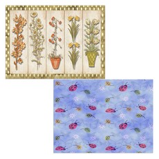 Bellamusic 矽膠餐墊 瓢蟲 + 圓點與花朵, 混合顏色, 385 x 285 mm, 2個