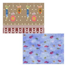 Bellamusic 矽膠餐墊 瓢蟲 + 樂趣, 混合顏色, 385 x 285 mm, 2個