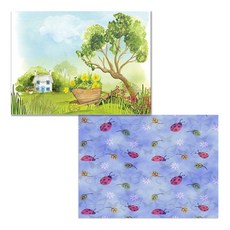 印尼 Bella 矽膠餐墊 瓢蟲 + 悠閒午後, 混合顏色, 385 x 285 mm, 2個