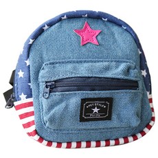 펫츠랜드 반려동물 스타 데님 백팩 하네스 L, 레드 스트라이프, 1개