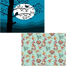 Bellamusic 矽膠餐墊 海底世界 + 樹與鳥, 混合顏色, 385 x 285 mm, 1個