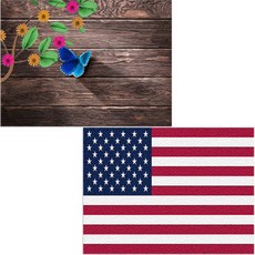 Bellamusic 矽膠餐墊 美國國旗 + 蝴蝶的休息, 混合顏色, 385 x 285 mm, 1個