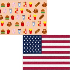 Bellamusic 矽膠餐墊 美國國旗 + 速食, 混合顏色, 385 x 285 mm, 1個