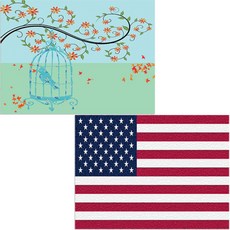 Bellamusic 矽膠餐墊 美國國旗 + 鳥籠, 混合顏色, 385 x 285 mm, 1個