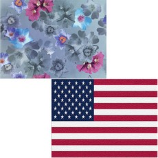 Bellamusic 矽膠餐墊 美國國旗 + 三色堇, 混色, 385 x 285 mm, 1個