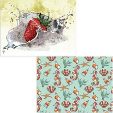 Bellamusic 矽膠餐墊 海底世界 + 草莓, 混合顏色, 385 x 285 mm, 1個