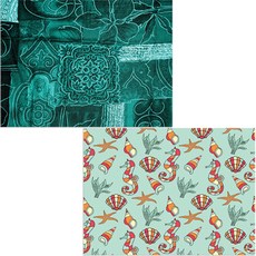 Bellamusic 矽膠餐墊 海底世界 + 綠色圖案, 混合顏色, 385 x 285 mm, 1個