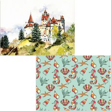 Bellamusic 矽膠餐墊 海底世界 + 城堡風景, 混色, 385 x 285 mm, 1個