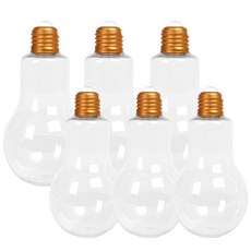 Glassdomae 燈泡造型PET容器 200ml x 3入 + 300ml x 3入 + 金色燈泡瓶蓋 6入, 1套