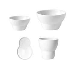 보울보울 볼볼 화이트 브런치세트 4p, 1세트, 브런치플레이트 + 공기 280ml + 컵 270ml + 소스볼 100ml