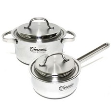 Kitchen-Art 電磁爐適用Venezia系列5層不鏽鋼雙耳湯鍋 2入組, 單水壺16cm+正水壺18cm, 1套