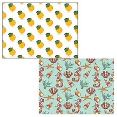 印尼 Bella 矽膠餐墊 海底世界 + 檸檬圖案, 混合顏色, 385 x 285 mm, 2個
