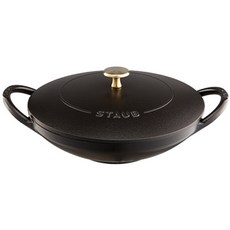staub 中式雙耳炒鍋, 直徑 24公分, 黑色, 1個