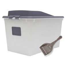CatPlace 封閉式貓廁所 72L+貓砂鏟 隨機出貨, 灰色