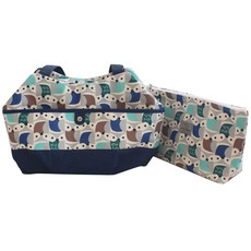 위드베베 아울 숄더백 + 파우치 세트, 네이비