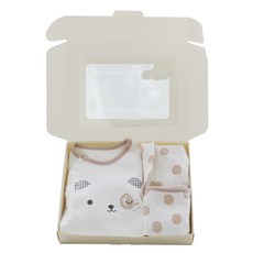 Withbebe 嬰兒圓點圖案長袖連身衣+圍兜+帽子