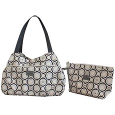 위드베베 서클 숄더백 + 파우치 세트, 블랙