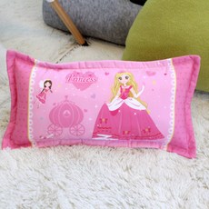 design&Story 公主印花幼兒棉枕頭, 粉色