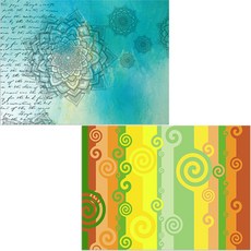 印尼 Bella 矽膠餐墊 風2 + 復古綠色圖案, 混合顏色, 385 x 285 mm, 2個