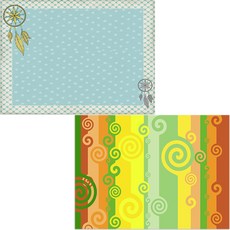 印尼 Bella 矽膠餐墊 風2 + 印地安羽毛, 混合顏色, 385 x 285 mm, 2個